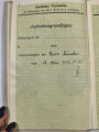 Anschluss Österreich, Konvolut, AV Vindelicia Innsbruck (ÖCV), Meldungsbuch eines Studenten der Universität Innsbruck, inkl. 7 kleinformatigen Fotografien, 5 Belegscheinen, Visitenkarte und Ahnennachweis, 1938