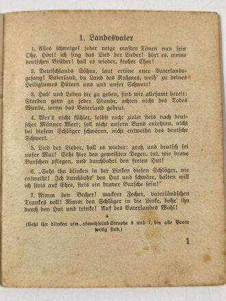 Studentenverbindung/Burschenschaft, Liederbuch, 32 Seiten, Frankfurt/Heidelberg/Tharandt/Dresden, mit Extra-Liedblatt von (Prof.) Dr. Georg Oertel, Universität Mainz, 14 x 11 cm