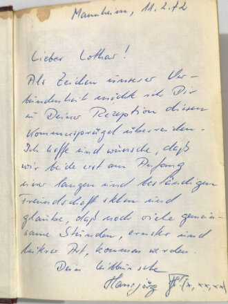 Studentenverbindung/Burschenschaft, Allgemeines Deutsches Kommersbuch, mit handschriftl. Widmung "Mannheim 11.2.72", 8 Biernägel, Gannzfarbschnitt, 543 Seiten, Moritz Schauenburg, Lahr 1970