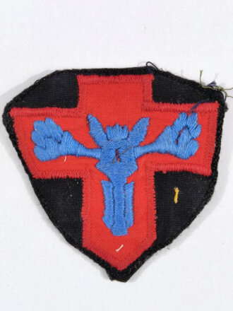 Stoffabzeichen, Rotes Kreuz mit blauer Figur auf...