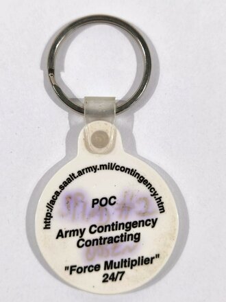 U.S. Army, Schlüsselanhänger "Army Contracting Agency POC Army Contingency Contracing "Force Multiplier" 24/7"