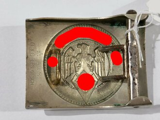 Koppelschloss für Angehörige der Hitlerjugend, Hersteller Assmann, getragenes Stück