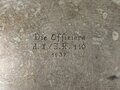 Versilbertes Tablett " Die Offiziere des II. I.R. 110" 1937. Breite 24cm