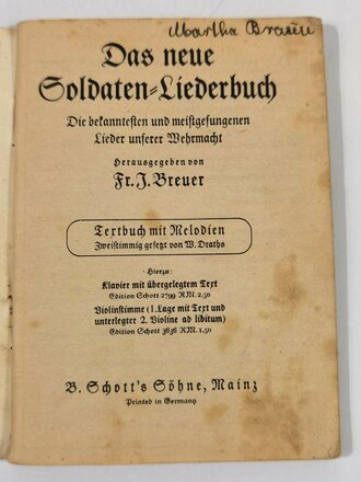 Das neue Soldaten-Liederbuch, Textbuch mit Melodien 2...