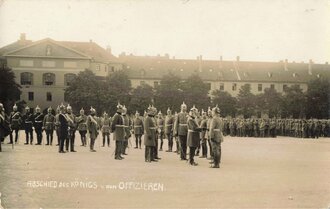 Fotopostkarte, "Abschied des Königs v. den Offizieren", König Ludwig III. von Bayern,  9 x 14 cm