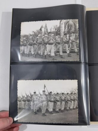 Frankreich, Fremdenlegion, 16 Fotografien und 1 Urkunde über Verleihung der Médaille commemorative (1960, Algerien) an "Siegfried Schlenzka", 1. Regiment du Etranger, Fotos 8 x 11 cm, Urkunde DIN A4, guter Zustand