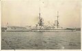 Fotopostkarte, Kaiserliche Marine, Aufnahme der SMS Kaiser, Großlinienschiff der Kaiser-Klasse, Kiel 1914, 9 x 14 cm