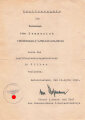 Besitzzeugnis für einen Feldwebel in der Stabskompanie des I.Fallschirm Korps " Wurde das Kraftfahrbewährungsabzeichen in silber verliehen"  DIN A5, maschinengeschrieben, ausgestellt Gefechtsstand, den 19:April 1944
