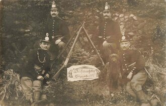 Foto Gruppe Preußischer Jäger, Weihnachten 1915, 9 x 14 cm