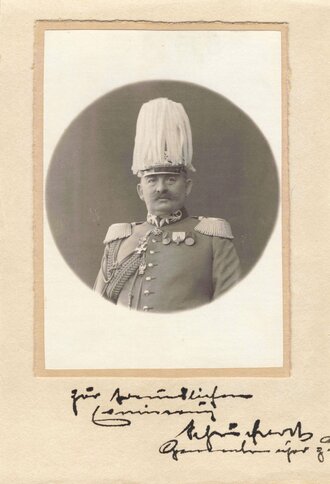 Studioaufnahme auf Karton, Portrait eines Bayerischen Generals mit persönlicher Widmung, 11,5 x 16,5 cm