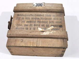 1.Weltkrieg Kasten " Schlagstifte für empfindliche Zünder der Feldartillerie" Ungereinigt, Maße 20x21x11 cm