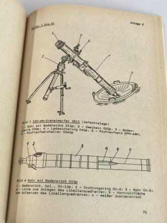 Nationale Volksarmee der DDR, Dienstvorschrift "A 326/1/201 , 120mm Granatwerfer 2B11, Beschreibung und Nutzung" datiert 1986 mit 92 Seiten