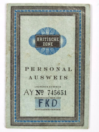 Nachkrieg, Personalausweis für die Britische Zone, Freudenberg (Kreis Siegen), gebraucht