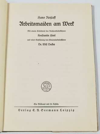 "Arbeitsmaiden am Werk" Ein Bildbuch von Hans Retzlaff mit 136 Seiten, im Schutzumschlag