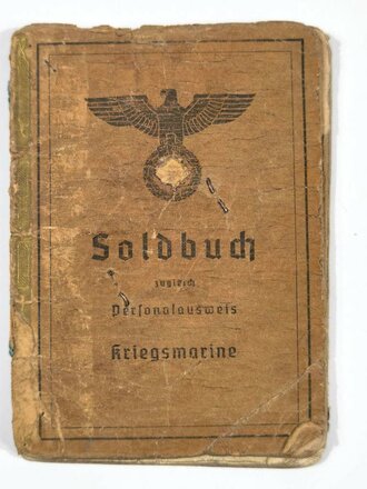 Kriegsgefangenschaft, Soldbuch eines Angehörigen der Kriegsmarine mit Royal Navy Identity Card, Dienst- und Führungszeugnis aus dem Deutschen Minenräumdienst sowie "Certificate of Discharge" aus engl. Kriegsgefangenschaft 1947 etc., ca. DIN A5, gebraucht