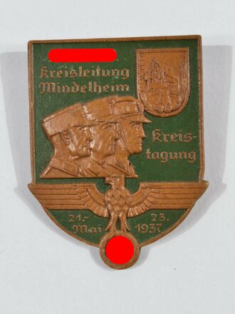 Pappabzeichen " NSDAP Kreistagung Mindelheim 1937"