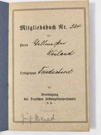 Mitgliedsbuch der "Vereinigung des Deutschen...