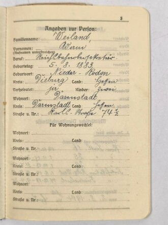 Mitglieds-Paß "Soldatenbund e.V.", mit "Kupons zum dem Soldbuch", Bundesgruppe Koblenz, 10. Februar 1920, guter Zustand