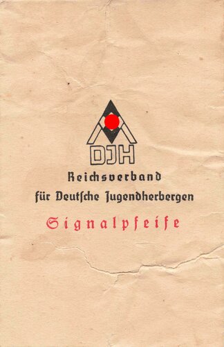 DJH, Verpackung für "Signalpfeife", Reichsverband für Deutsche Jugendherbergen, ca. 7 x 11 cm, aufgerissen, sonst guter Zustand