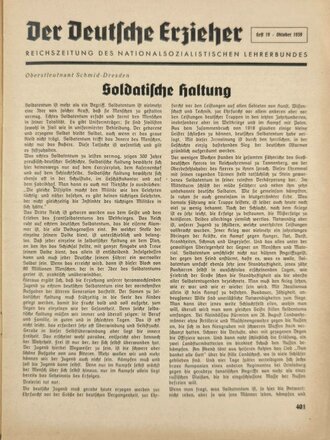 NSLB "Der Deutsche Erzieher", Gau Hessen-Nassau, Seite 401-432, Heft 19, 1939, 23 x 31 cm, gebraucht