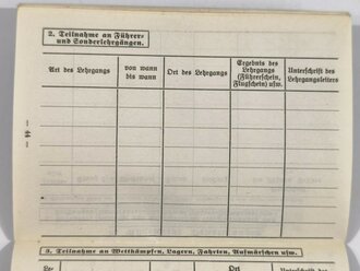 HJ-Leistungsbuch mit Lichtbild, Bann 80 Wiesbaden, Leistungsabzeichen in Bronze und HJ SChießauszeichnung eingetragen, Gutschein für Anstecknadel zum Leistungsabzeichen in Bronze, guter Zustand