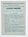 Nachkrieg, Passierschein für Kehl, Französische Besatzungszone, 13. Dezember 1951, gebraucht