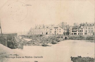 Ansichtskarte "Gesprengte Brücke bei Mezieres-Charleville"