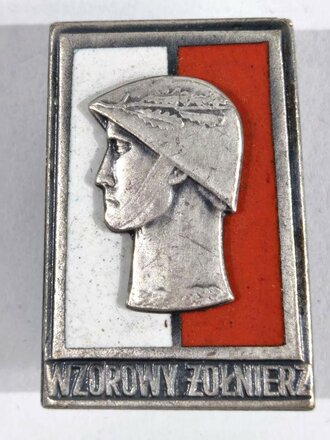 Polen nach 1945, Metallabzeichen "Wzorowy Zolnierz" - Vorbildlicher Soldat, ca. 3 x 2,5 cm, gebraucht