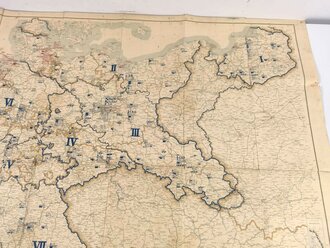 Reichswehr, Karte "Unterkunft der Reichswehr", Stand vom 1. Januar 1933, 1:1.000.000, 107 x 127, stark gebraucht, Teile geklebt und ausgerissen aber vollständig