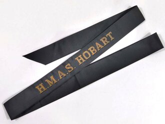 Australien, Royal Australian Navy, Cap Tally/Mützenband "H.M.A.S. HOBART", 100 cm, guter Zustand