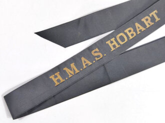 Australien, Royal Australian Navy, Cap Tally/Mützenband "H.M.A.S. HOBART", 100 cm, guter Zustand