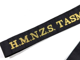 Neuseeland Cold War, Royal New Zealand Navy, Cap Tally/Mützenband "H.M.N.Z.S. TASMAN", 1944-1955, 94 cm, neuwertig