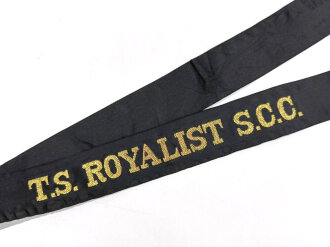 British Royal Navy, Cap Tally/Mützenband "T.S. ROYALIST S.C.C.", ab 1971, 81 cm, guter Zustand