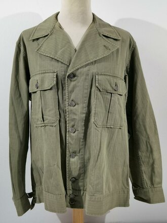 U.S. WWII, early 1938 pattern HBT Fatigue Shirt, stamped, used good condition