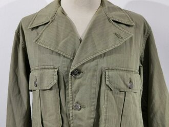 U.S. WWII, early 1938 pattern HBT Fatigue Shirt, stamped, used good condition