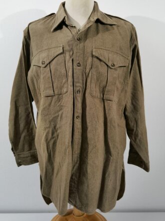 U.S. WWII, USMC, Shirt flannel winter OD coat style, long back, gc