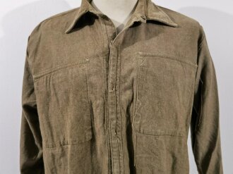 U.S. WWII, USMC, Shirt flannel winter OD coat style, long back, gc