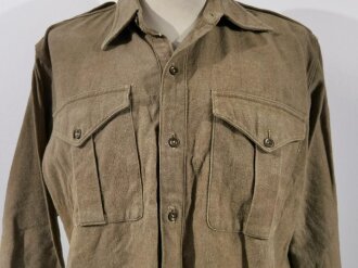 U.S. WWII, USMC, Shirt flannel winter OD coat style, long back, gc