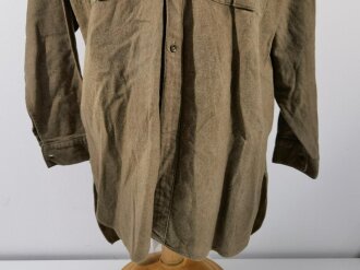 U.S. WWII, USMC, Shirt flannel winter OD coat style, long back, gc