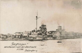 Ansichtskarte "Derfflinger zerschossen nach der Seeschlacht 31.5.1916"