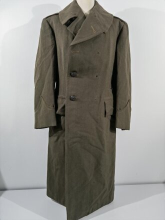 U.S. WWII, USMC, Coat/Overcoat, made by Abbot Military Tailors (Baltimore), silk lining, dated 28.12.1943, used, some moth holes and 3 buttons are missing