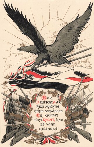Ansichtskarte "Der Deutsche AAR regt mächtig seine Schwingen. Er kämpft für´s Recht, und es wird gelingen!"