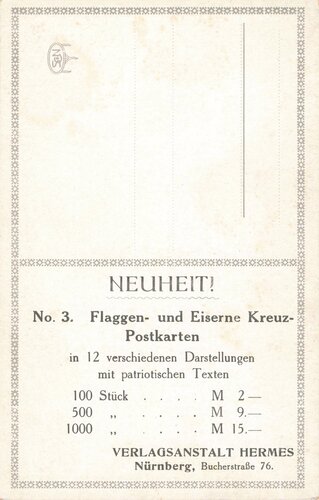 Ansichtskarte "Flaggen- und Eiserne Kreuz Nr. 3"