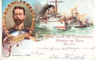 Ansichtskarte "Gruss von S.M. Torpedoboots-Division am Rhein Mai 1900. Prinz Heinrich"