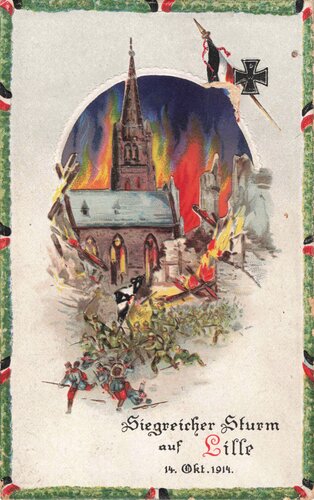 Ansichtskarte "Siegreicher Sturm auf Lille 14. Okt. 1914"