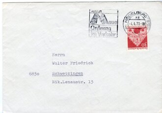 Deutschland nach 1945, Albert Speer, eigenhändige Unterschrift auf Dankesbrief, Heidelberg 3.4.1971, 21 x 14,5 cm, mit Briefumschlag, guter Zustand