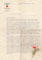 Gauleiter Josef Bürckel, eigenhändige Unterschrift auf Brief, Kriegsweihnacht 1939, DIN A4, gebraucht, mehrfach gefaltet