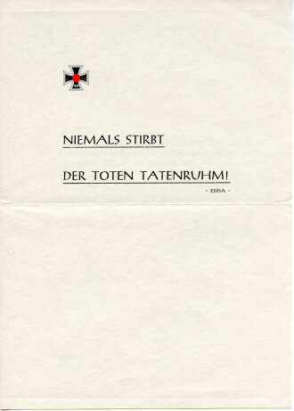 Beileidsbekundung mit eigenhändiger Unterschrift eines NSDAP-Ortsgruppenleiter, Freising ohne Jahr, Faltblatt DIN A5, gefaltet, guter Zustand