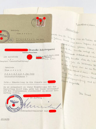 Schreiben eines NSDAP Oberabschnittsleiters (Gau-Hessen Nassau) mit eigenhändiger Unterschrift,