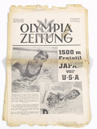 Olympia Zeitung, 16. August 1936, Nummer 27, XI. Olympische Spiele 1936, Berlin, gebraucht